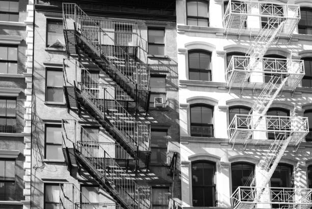 istock Typical New York facades with metal stairs 1452245243