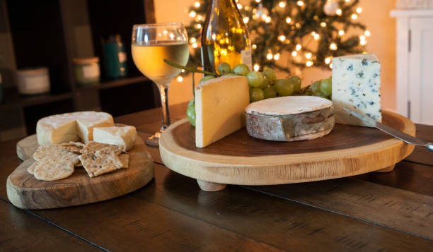 istock Cheese plate and wine including chardonnay, gourmet crackers 1452252476