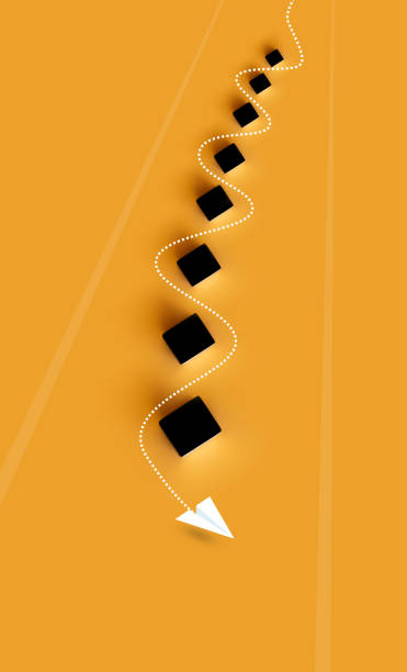 istock a paper plane that passes through obstacles and advances to its goal 1452253728