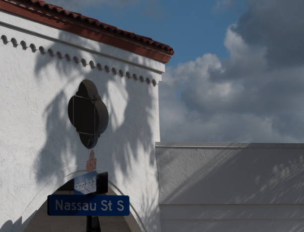 Shadows on the corner of Nassau St and Venice Venue Shadows on the corner of Nassau St and Venice Venue, Venice, Florida nassau street stock pictures, royalty-free photos & images