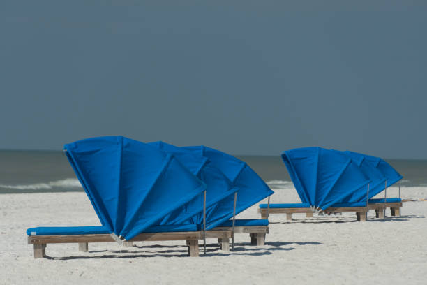 Blue cabanas at North Redington Shores beach