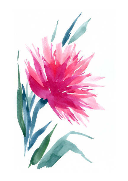 istock Watercolor flowers with leaves on a white background. 1452266266