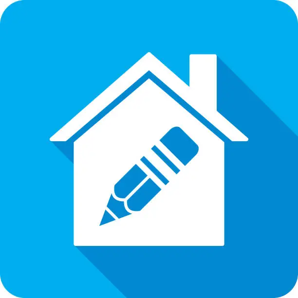 Vector illustration of House Pencil Icon Silhouette 3