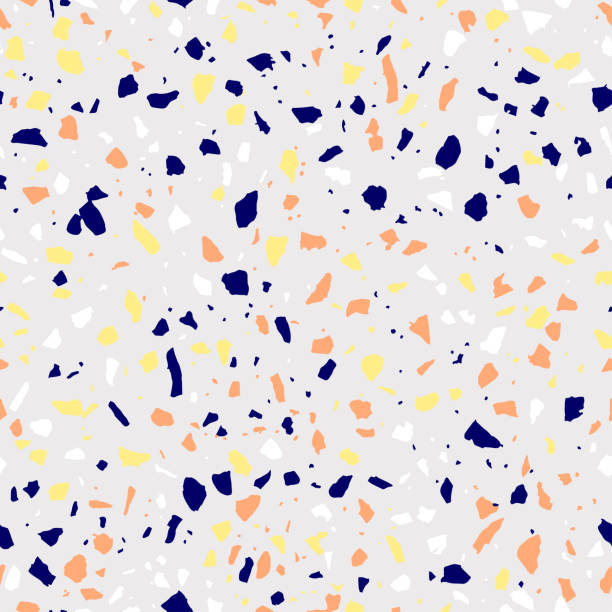 istock Terrazzo flooring texture. Polished pebble stone tile. Abstract Purple and orange color seamless pattern, vector background 1452281701