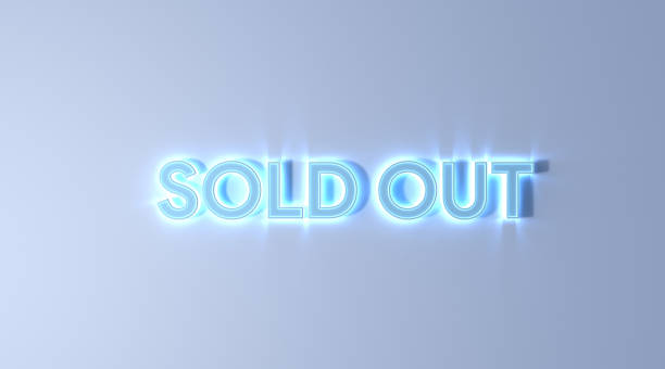 istock sold out text blue color neon effect on white background 3d illustration rendering . business concept 1452283099