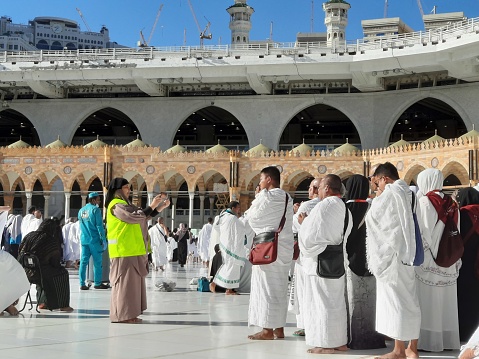 Pilgrims from other countries are busy praying near the Kaaba in Masjid al-Haram in Mecca.