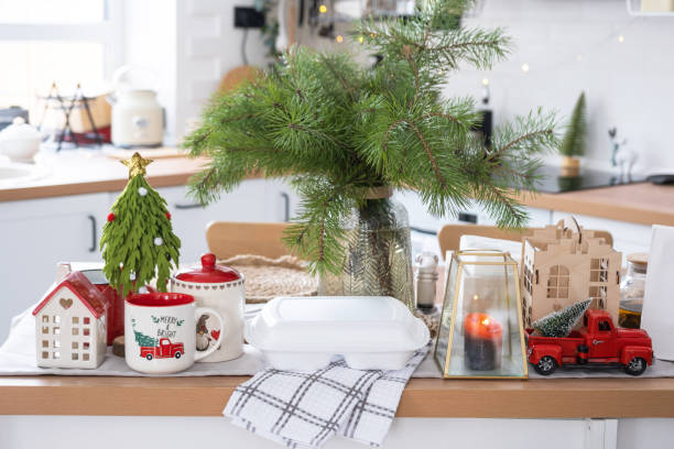 istock Food delivery service containers on table in white kitchen, festively served for celebration of Christmas and new year.  Saving time, hot order, disposable plastic box, craft package. mock up 1452292926