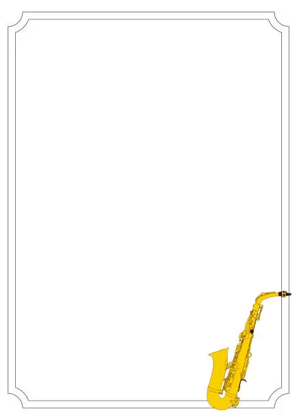 Vector illustration of Clip art frame of simple and cute saxophone