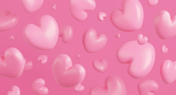 istock Valentine's day concept design of hearts on pink background with copy space 3d render 1452297178