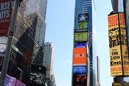 NASHUA, United States – September 01, 2022: The Times Square with big screens in the central part of Manhattan in the city of New York, USA