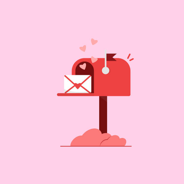 illustrations, cliparts, dessins animés et icônes de conception vectorielle de la saint-valentin et de l’icône de la boîte aux lettres. - box package delivering mail