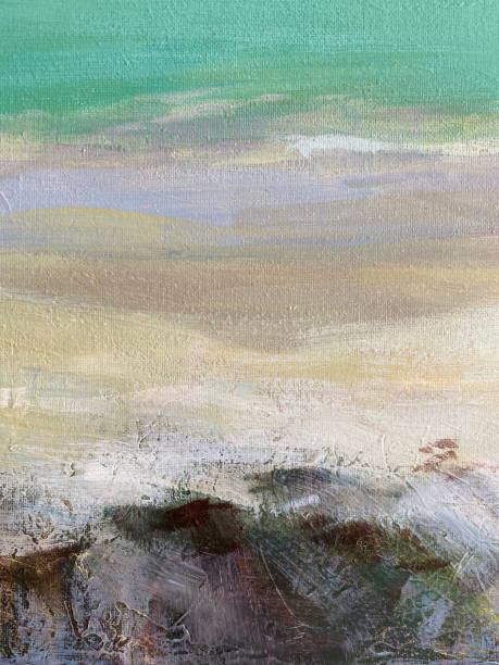 istock Blue, Green and grey Abstract Art Painting background. 1452310406