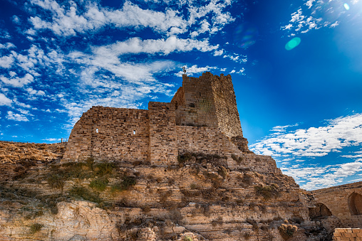 View of the citadel of the crusader castle of Karak destroyed by Saladin.