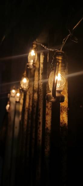 Lantern type lights for decoration on gate for new year night