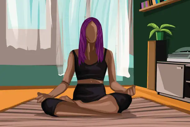 Vector illustration of Yoga at home