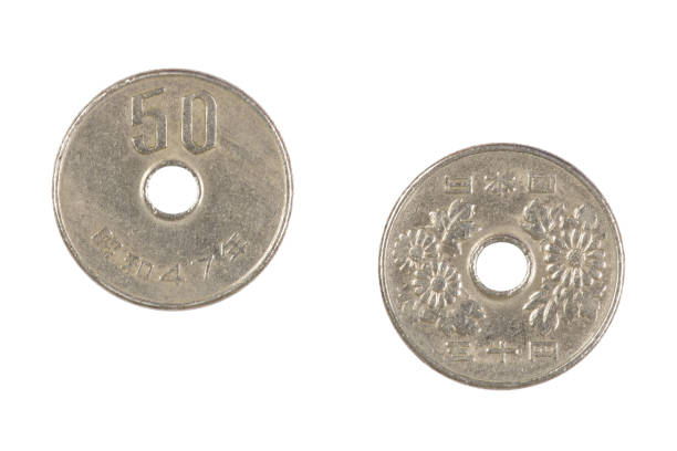Chinese gold ingots and coins isolated on white background (Foreign text means blessing)
