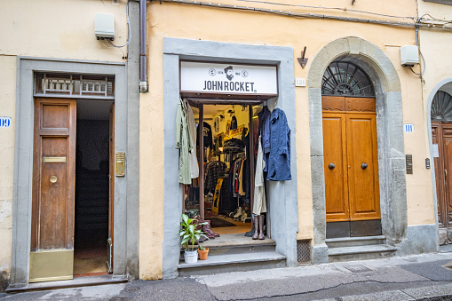 John Rocket Clothing Store on Via Romana in Florence at Tuscany, Italy. This is a commercial business.