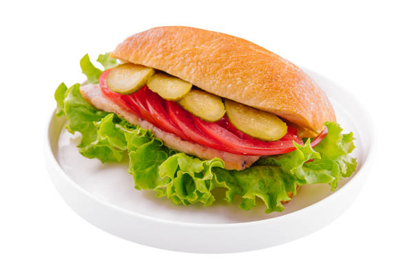 istock sandwich with cutlet, tomatoes and pickled cucumbers 1452323427