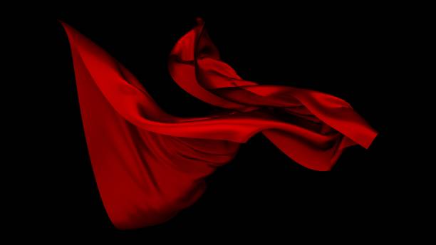 pano vermelho abstrato caindo. tecido de cetim voando ao vento - red veil - fotografias e filmes do acervo