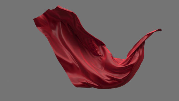 Abstract red cloth falling. Satin fabric flying in the wind stock photo