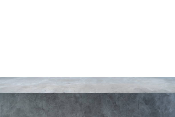istock concrete shelves table isolated on white background and display montage for product. 1452327136