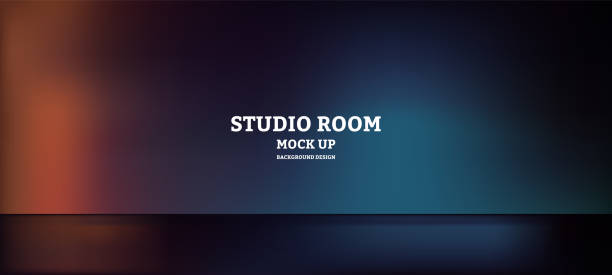 ilustrações de stock, clip art, desenhos animados e ícones de empty black studio room, used as background for display your products - black background flash