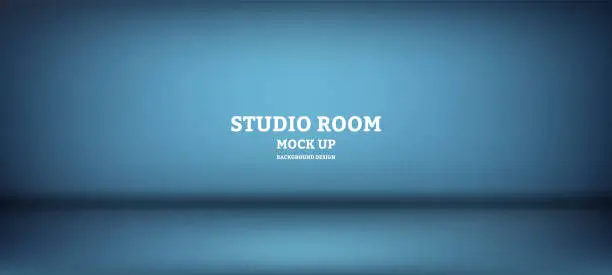Vector illustration of Empty blue studio room, used as background for display your products