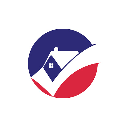 House with checkmark icon vector logo design.