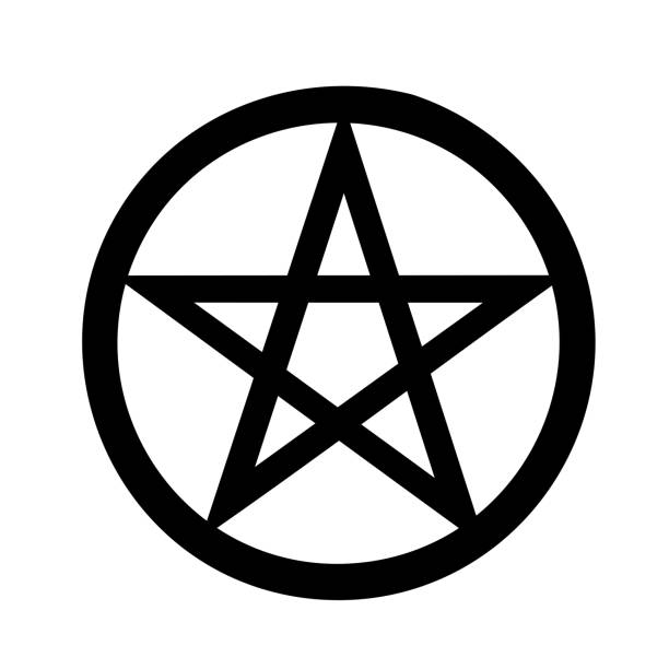 Wicca religious symbol Wicca religious symbol. Isolated Flat Vector Illustration egyptian demons stock illustrations