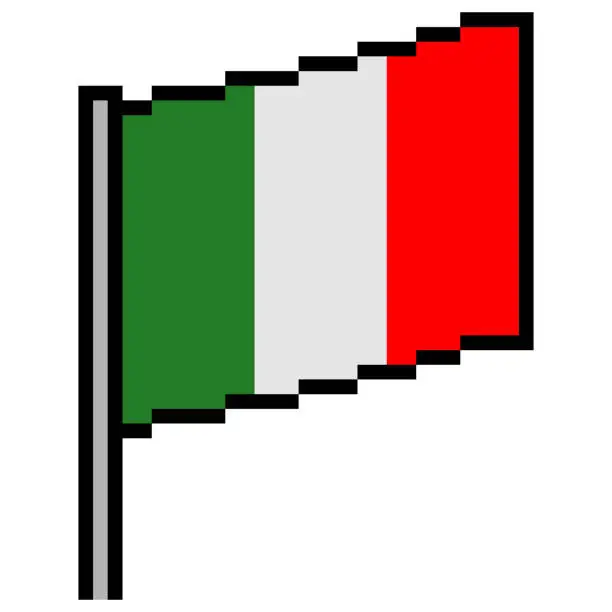 Vector illustration of Italian  flag pixel art. Vector illustration