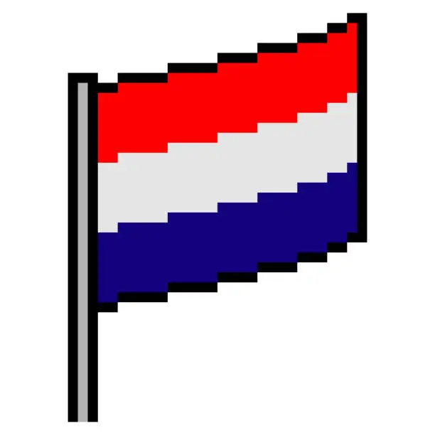 Vector illustration of Netherlands flag pixel art . Vector illustration