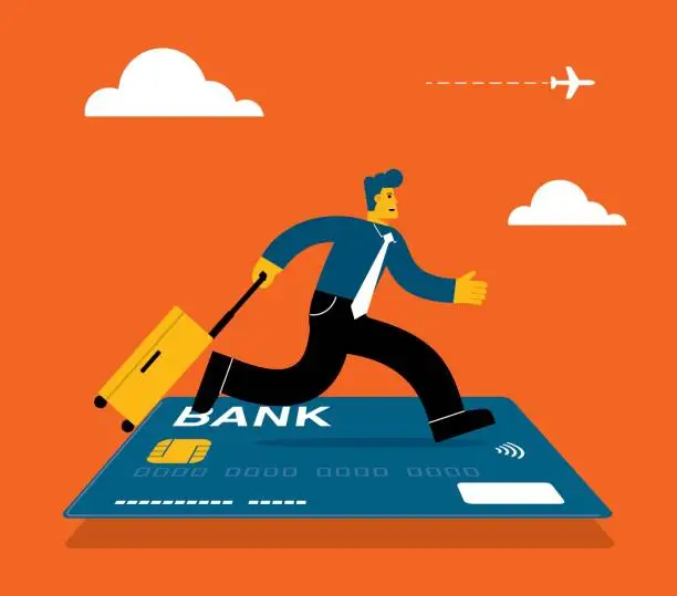 Vector illustration of Travel - credit card - Businessman
