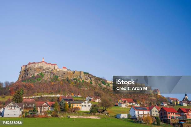 The Medieval Riegersburg Castle On Top Of A Dormant Volcano Surrounded By Charming Little Village And Beautiful Autumn Landscape Famous Tourist Attraction In Styria Region Austria Stock Photo - Download Image Now