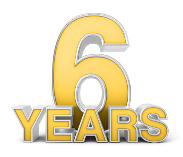 istock 6 years 3d isolated on white background. Celebrating 6th anniversary. Gold and silver metallic Number. 3D illustration. 1452340652