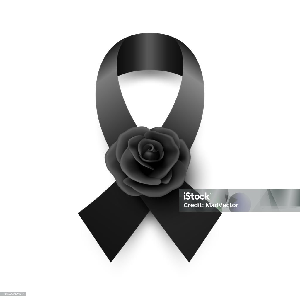 Vector Black Silk Ribbon With Black Rose Design Template For Funeral Card  Banner Invitation Black Awareness Ribbon Isolated On White Background Icon  For Pray Mourning Symbol Stock Illustration - Download Image Now 