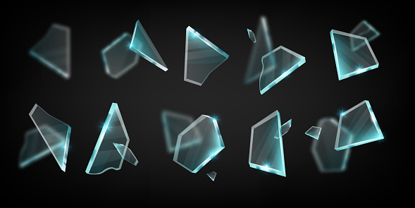 Splinter Fragment Broken Glass Shatter Set Vector Mirror Sharp Pieces Explosion ...