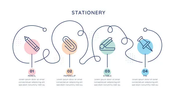 Vector illustration of Stationary Timeline Infographic Template for web, mobile and printed media