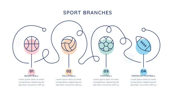 Vector illustration of Sport Branches Timeline Infographic Template for web, mobile and printed media