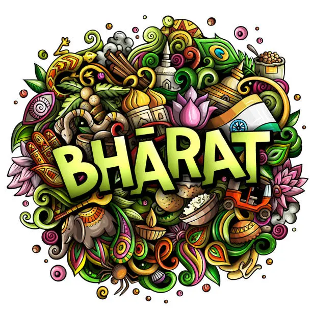 Vector illustration of Bharat India hand drawn cartoon doodles illustration