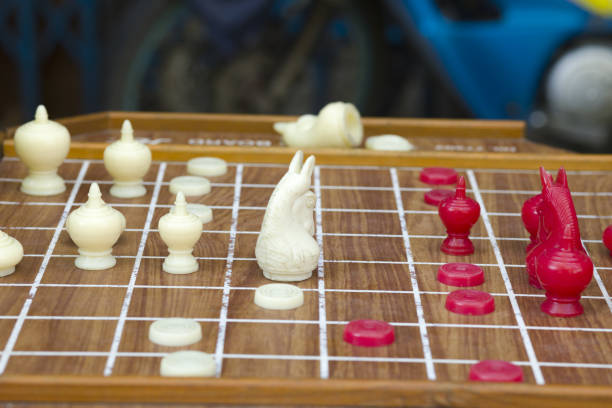 istock Thai chess board with red and white chess pieces 1452358359