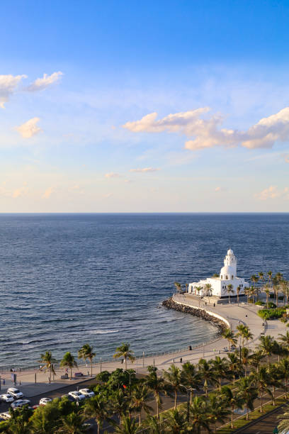 Jeddah, Saudi Arabia - Corniche Mosque, jeddah Waterfront , Red Sea Coast beautiful view for jeddah city from top Jeddah, Saudi Arabia - cityescape saudi arabia jeddah landscape stock pictures, royalty-free photos & images