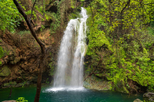 Waterfall at Ayn Aythum wadi near to Salalah, Oman during the autumnal rainy season
