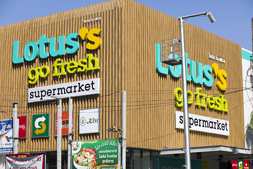 New small Lotus supermarket in Bangkok seated in residential district in area of Sutthisan and Phaya Thai in connecting street of both districts