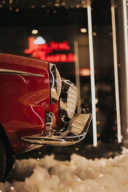 Red Volvo p1800 front , Christmas market 2023,  Tbilisi,  Georgia