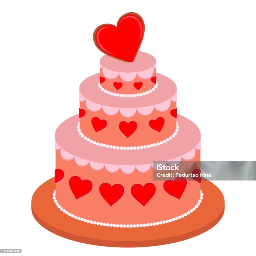 A Big Birthday Cake For Valentines Day Stock Illustration ...