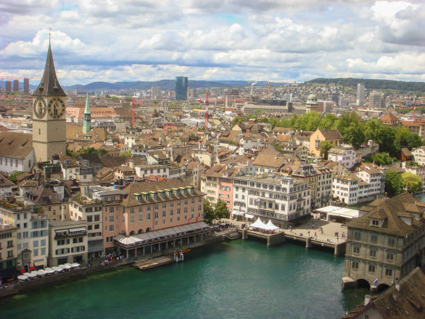 istock Panoramic view from above to city. Top view. Zurich. Switzerland 1452362274