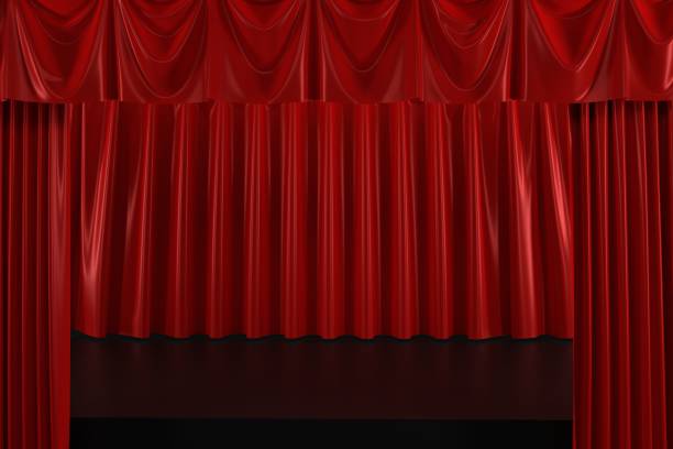 istock theatre stage with red velvet curtain black floor 3d realistic render 1452363234