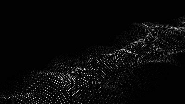 istock A moving digital 3d wave. Futuristic dark background with dynamic white particles. The concept of big data. Cyberspace. 3d rendering 1452364175