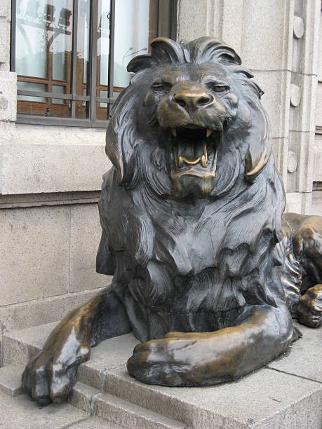 istock Lion statue located on The Bund in Shanghai, China 145236637