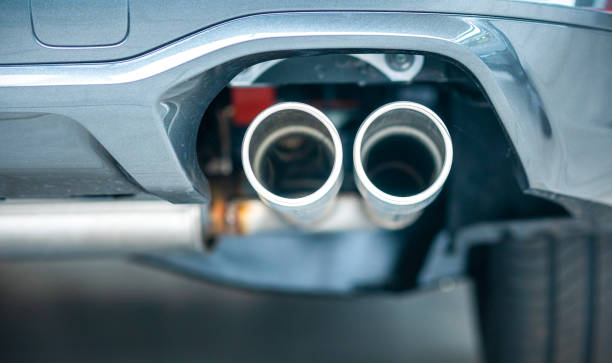 Rear view of the new SUV car exhaust system